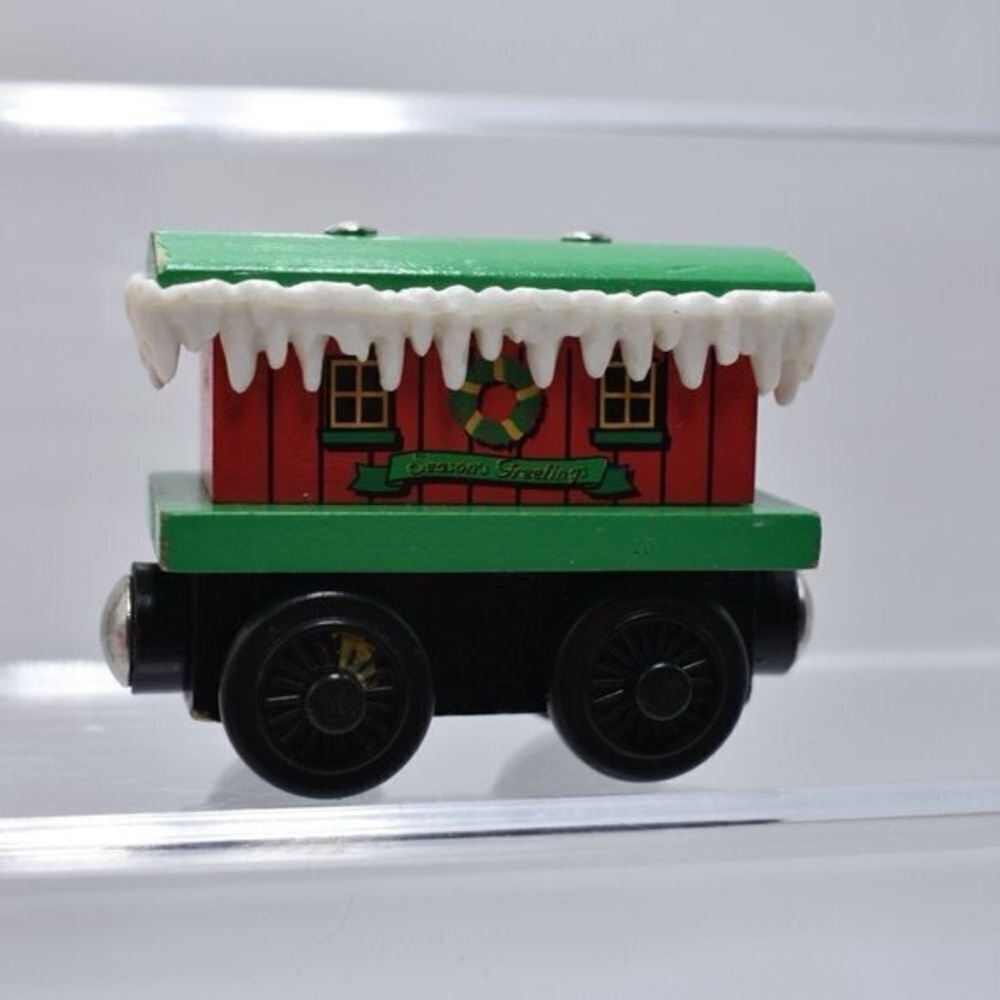 Winter Caboose Christmas Holiday Friends Wooden Railway Train Tank